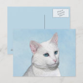 Carte Postale Peinture de chat blanc - Cute Original Cat Art (Devant / Derrière)