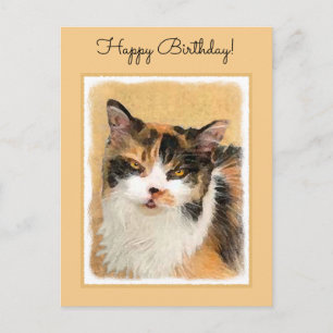 Carte Postale Peinture de chat Calico - Cute Original Cat Art