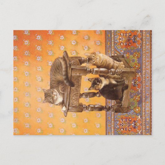 CARTE POSTALE PEINTURE DE CHAT ET DE CUISINE (Devant)