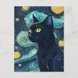 Carte Postale Peinture de chat noir