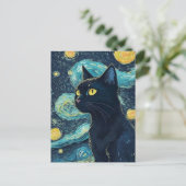 Carte Postale Peinture de chat noir (Debout devant)