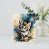 Carte Postale Peinture de chaton adorable  (Debout devant)
