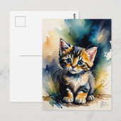Carte Postale Peinture de chaton adorable  (Devant / Derrière)