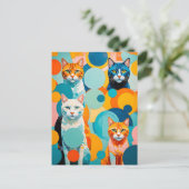 Carte Postale Peinture de chats cubistes vifs (Debout devant)
