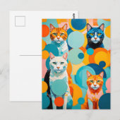 Carte Postale Peinture de chats cubistes vifs (Devant / Derrière)