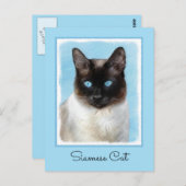 Carte Postale Peinture de chats de Siamese - Cute Original Cat A (Devant / Derrière)