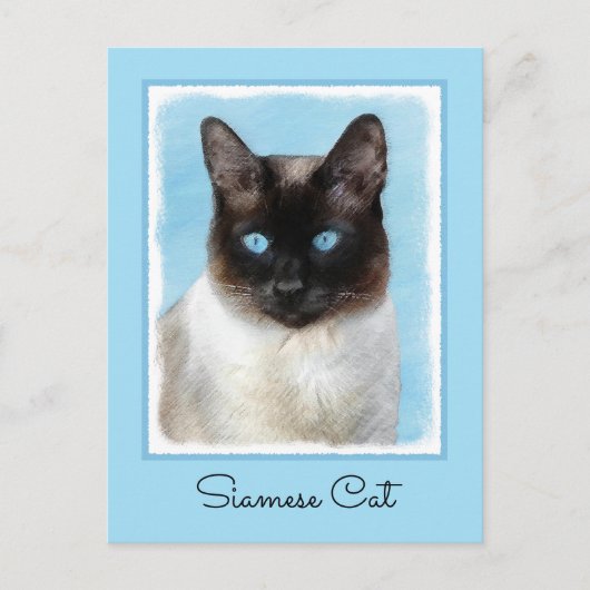 Carte Postale Peinture de chats de Siamese - Cute Original Cat A (Devant)