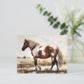 Carte Postale Peinture de cheval Mustang Pinto (Debout devant)