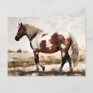 Carte Postale Peinture de cheval Mustang Pinto
