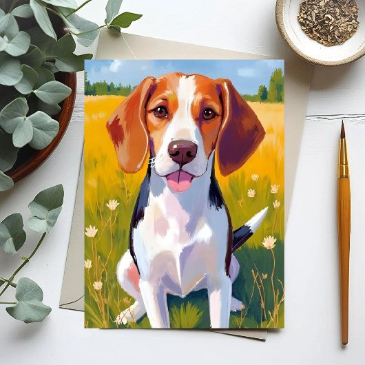 Carte Postale Peinture de chien beagle