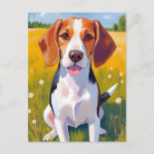 Carte Postale Peinture de chien beagle (Devant)