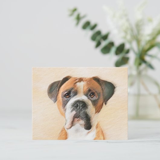 Carte Postale Peinture de chien Boxer originale non rognée, Art  (Debout devant)