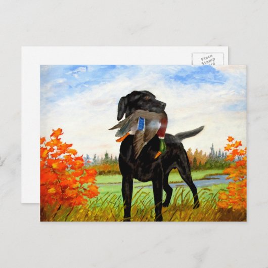 Carte postale Peinture de chien de chasse (Devant / Derrière)