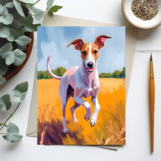 Carte Postale Peinture de chien lévrier italien