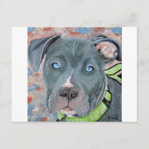 Carte Postale Peinture de chiot bleu