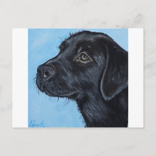 Carte Postale Peinture de chiot du Labrador noir