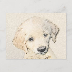 Carte Postale Peinture de chiot Golden Retriever - Art original