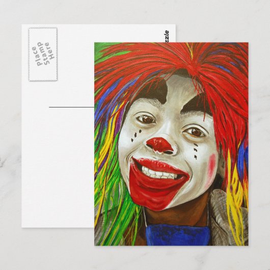 Carte Postale Peinture de clown enfant (Devant / Derrière)