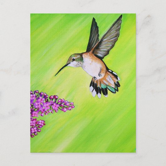 Carte Postale Peinture de colibri et de Lilac (Devant)