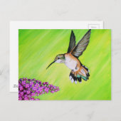 Carte Postale Peinture de colibri et de Lilac (Devant / Derrière)