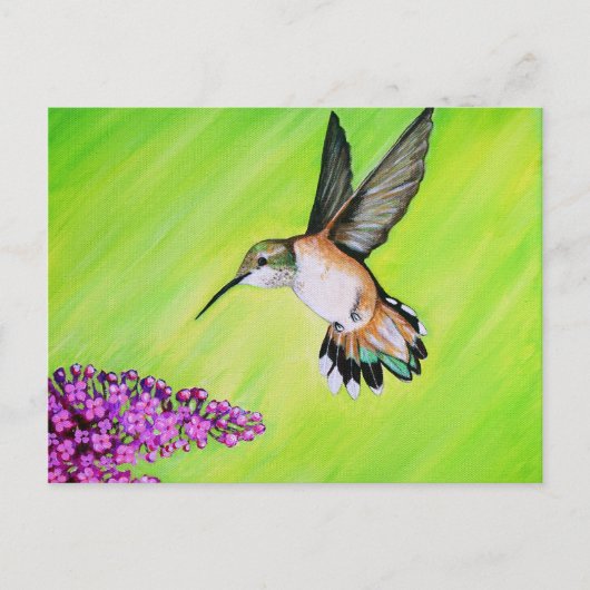 Carte Postale Peinture de colibri et de Lilac (Devant)