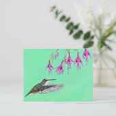 Carte Postale Peinture de colibri et Fuchsia (Debout devant)