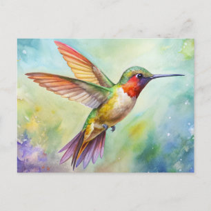 Carte Postale Peinture de colibri roux