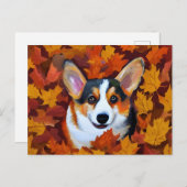 Carte Postale Peinture de Corgi mignon (Devant / Derrière)