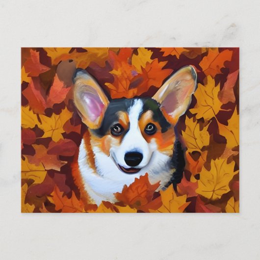 Carte Postale Peinture de Corgi mignon (Devant)