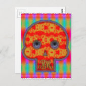 Carte Postale Peinture de crâne de robot coloré (Devant / Derrière)