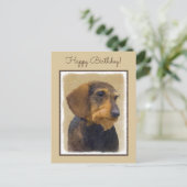 Carte Postale Peinture de Dachshund (à poil dur) - Art original  (Debout devant)
