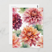Carte Postale Peinture de dahlia (Devant / Derrière)
