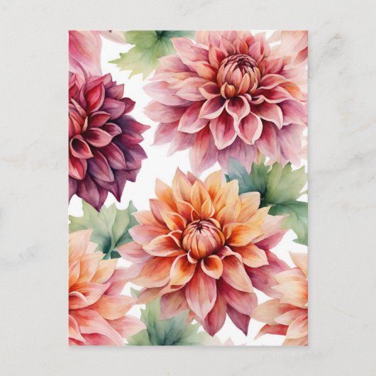 Carte Postale Peinture de dahlia (Devant)