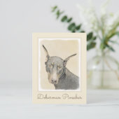 Carte Postale Peinture de Doberman Pinscher - Art original de ch (Debout devant)