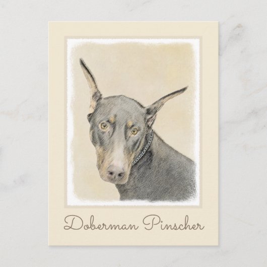 Carte Postale Peinture de Doberman Pinscher - Art original de ch (Devant)