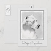 Carte Postale Peinture de Dogo Argentino - Art canin original (Devant / Derrière)
