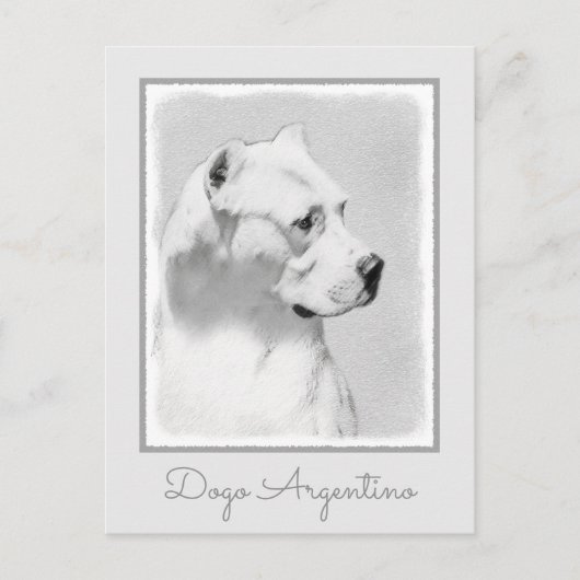 Carte Postale Peinture de Dogo Argentino - Art canin original (Devant)