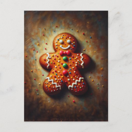 Carte Postale Peinture de fête de biscuits au gingembre (Devant)