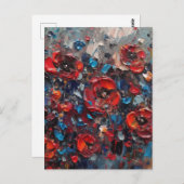 Carte Postale Peinture de fleurs de pavot rouge (Devant / Derrière)