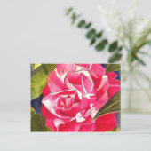 Carte Postale Peinture de fleurs rose Camellia (Debout devant)