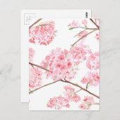 Carte Postale Peinture de fleurs roses de cerisier en fleurs (Devant / Derrière)