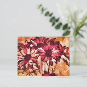 Carte Postale Peinture de fleurs rouges (Debout devant)