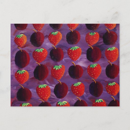 Carte Postale Peinture de fraises et de prunes (Devant)