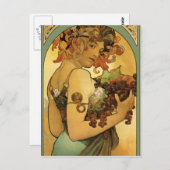 Carte Postale Peinture de fruits Alphonse Mucha (Devant / Derrière)