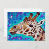 Carte Postale Peinture de girafe colorée (Devant / Derrière)