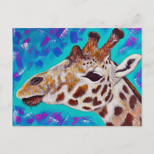 Carte Postale Peinture de girafe colorée (Devant)