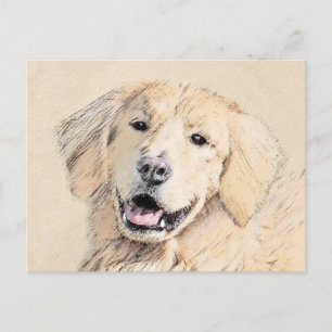 Carte Postale Peinture de Golden Retriever - Art de chien origin