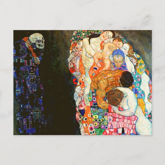 Carte Postale Peinture de Gustav Klimt sur Death and Life. (Devant)