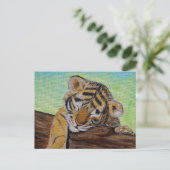 Carte Postale Peinture de jeune tigre endormi (Debout devant)