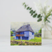 Carte Postale Peinture de la maison bleue (Debout devant)